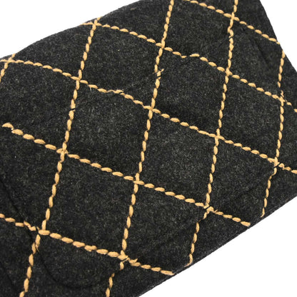 Chanel Gray Wool Wild Stitch Mini Classic Square Flap Shoulder Bag 17