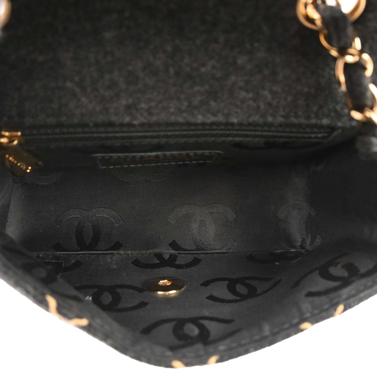 Chanel Gray Wool Wild Stitch Mini Classic Square Flap Shoulder Bag 17