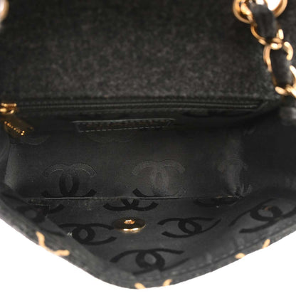 Chanel Gray Wool Wild Stitch Mini Classic Square Flap Shoulder Bag 17