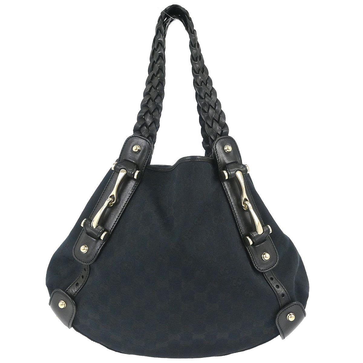 Gucci Black Canvas GG Horsebit Handbag