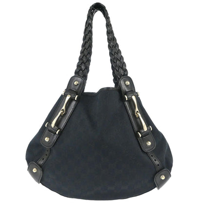 Gucci Black Canvas GG Horsebit Handbag