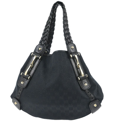 Gucci Black Canvas GG Horsebit Handbag