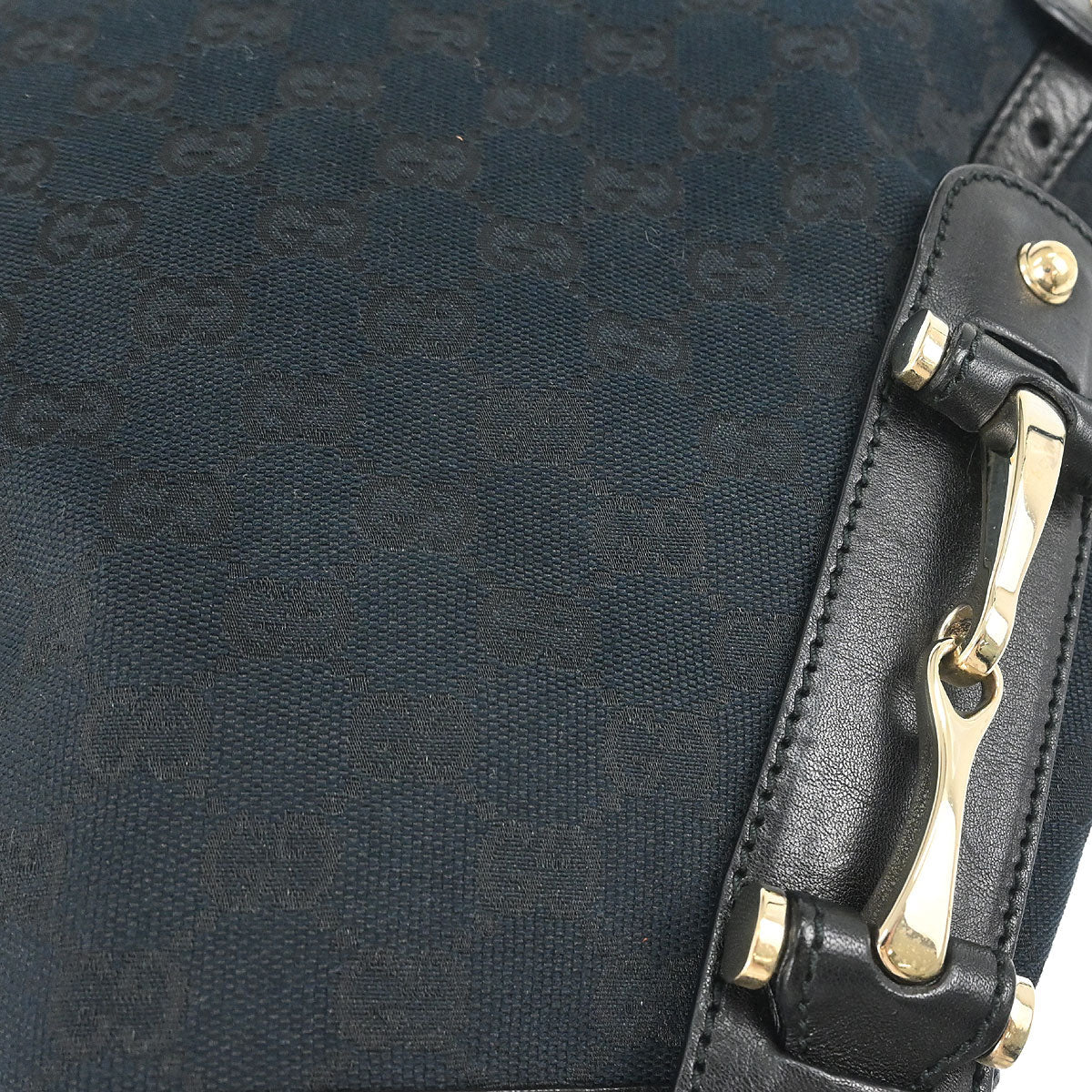 Gucci Black Canvas GG Horsebit Handbag