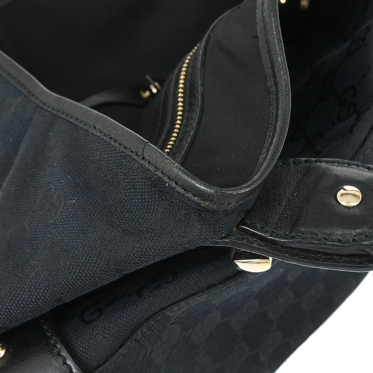 Gucci Black Canvas GG Horsebit Handbag