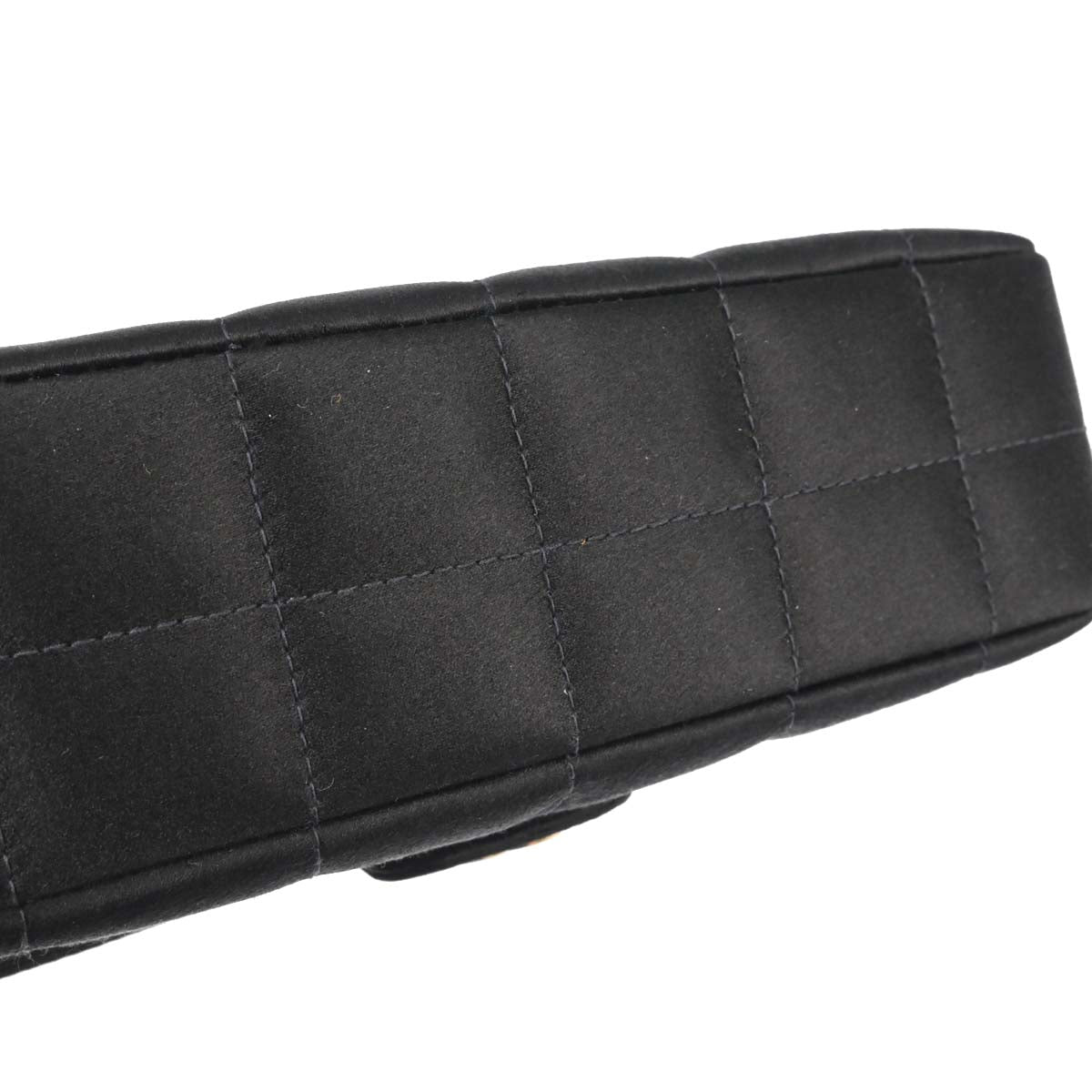 Chanel Black Satin Camellia Choco Bar Shoulder Bag