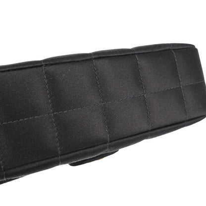 Chanel Black Satin Camellia Choco Bar Shoulder Bag