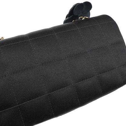 Chanel Black Satin Camellia Choco Bar Shoulder Bag