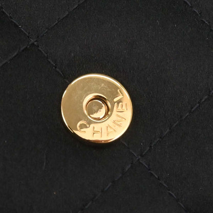 Chanel Black Satin Camellia Choco Bar Shoulder Bag