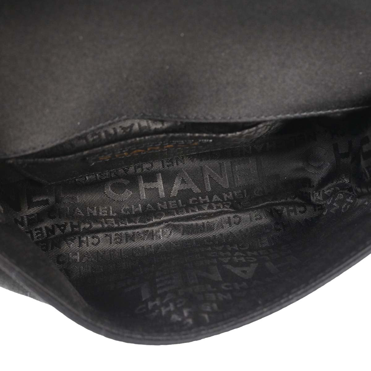 Chanel Black Satin Camellia Choco Bar Shoulder Bag