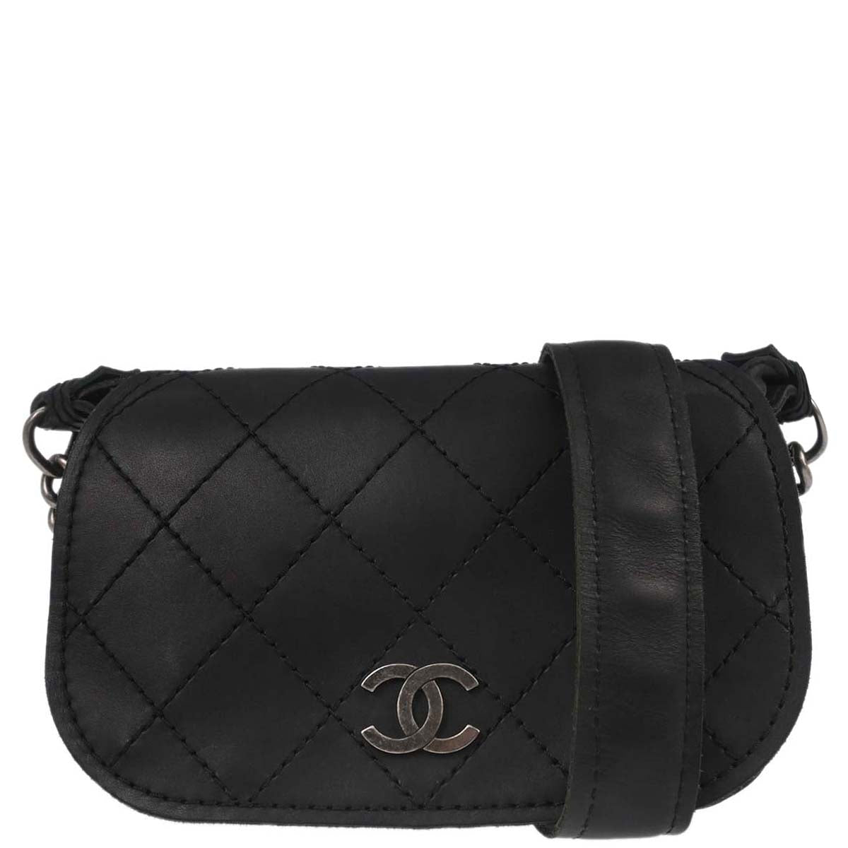 Chanel Black Calfskin Paris-Edinburgh Highlander Messenger Bag