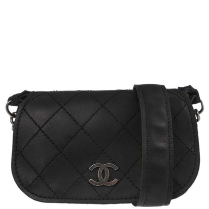 Chanel Black Calfskin Paris-Edinburgh Highlander Messenger Bag