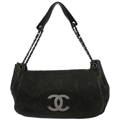 Chanel Black Calfskin Accordion Flap Bag Handbag