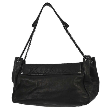 Chanel Black Calfskin Accordion Flap Bag Handbag