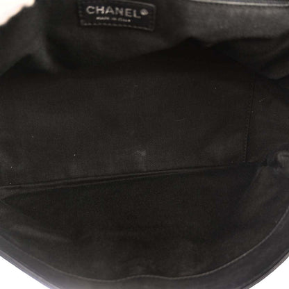 Chanel Black Calfskin Accordion Flap Bag Handbag