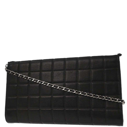 Chanel Black Lambskin Choco Bar Straight Flap Shoulder Bag