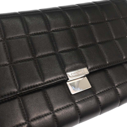 Chanel Black Lambskin Choco Bar Straight Flap Shoulder Bag