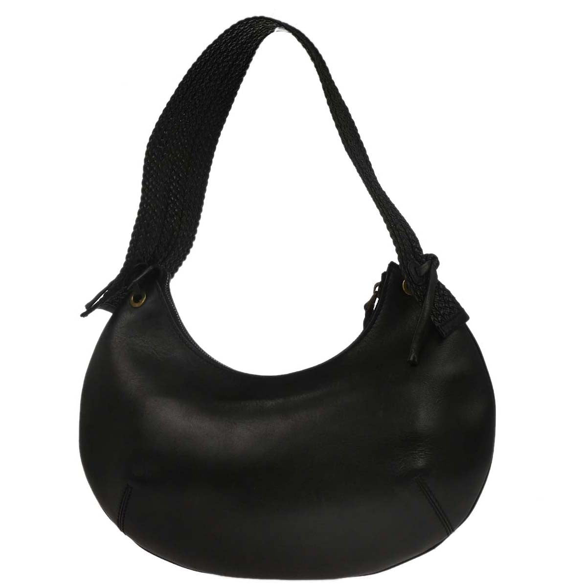 Gucci Black Leather Half Moon Hobo Handbag