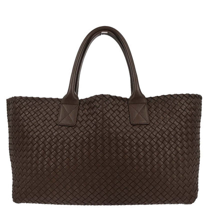 Bottega Veneta Brown Lambskin Intrecciato Tote Handbag