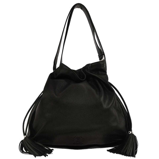 Loewe Black Leather Flamenco Shoulder Bag