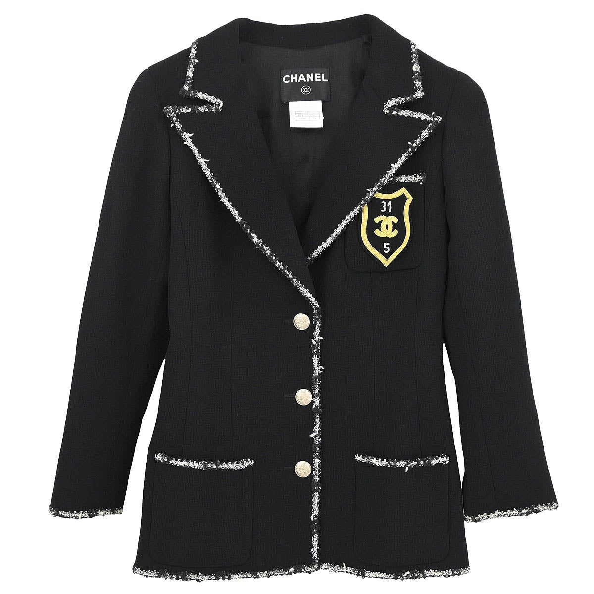 Chanel 2005 Emblem Single Breasted Jacket Black #34
