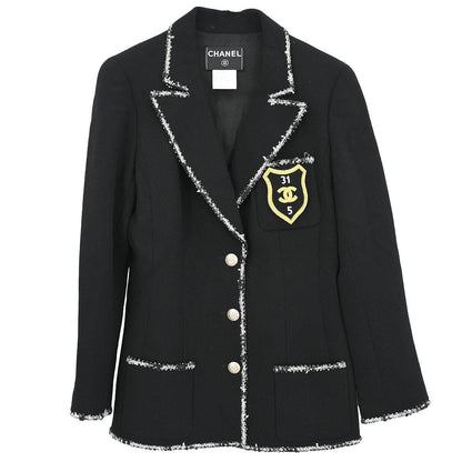 Chanel 2005 Emblem Single Breasted Jacket Black #38