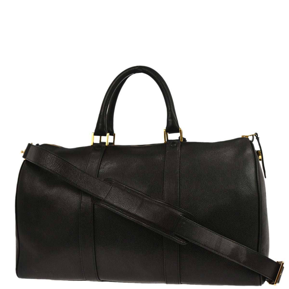 Chanel Black Caviar Skin 2way Shoulder Duffle Handbag