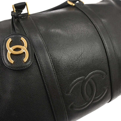 Chanel Black Caviar Skin 2way Shoulder Duffle Handbag