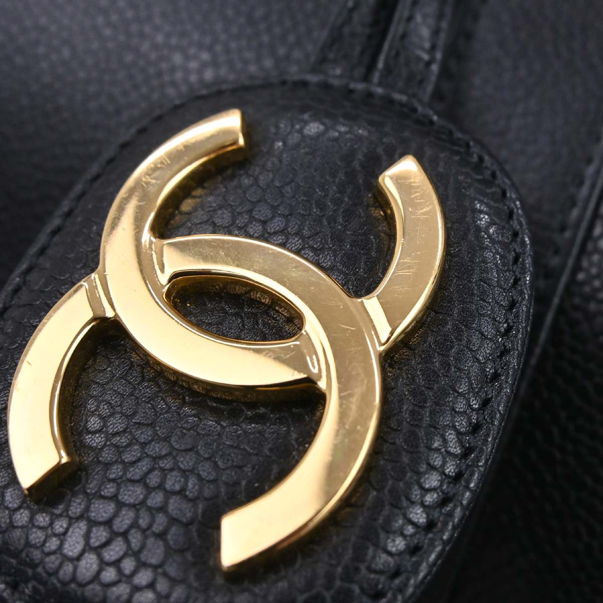 Chanel Black Caviar Skin 2way Shoulder Duffle Handbag