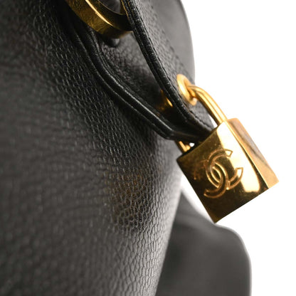 Chanel Black Caviar Skin 2way Shoulder Duffle Handbag