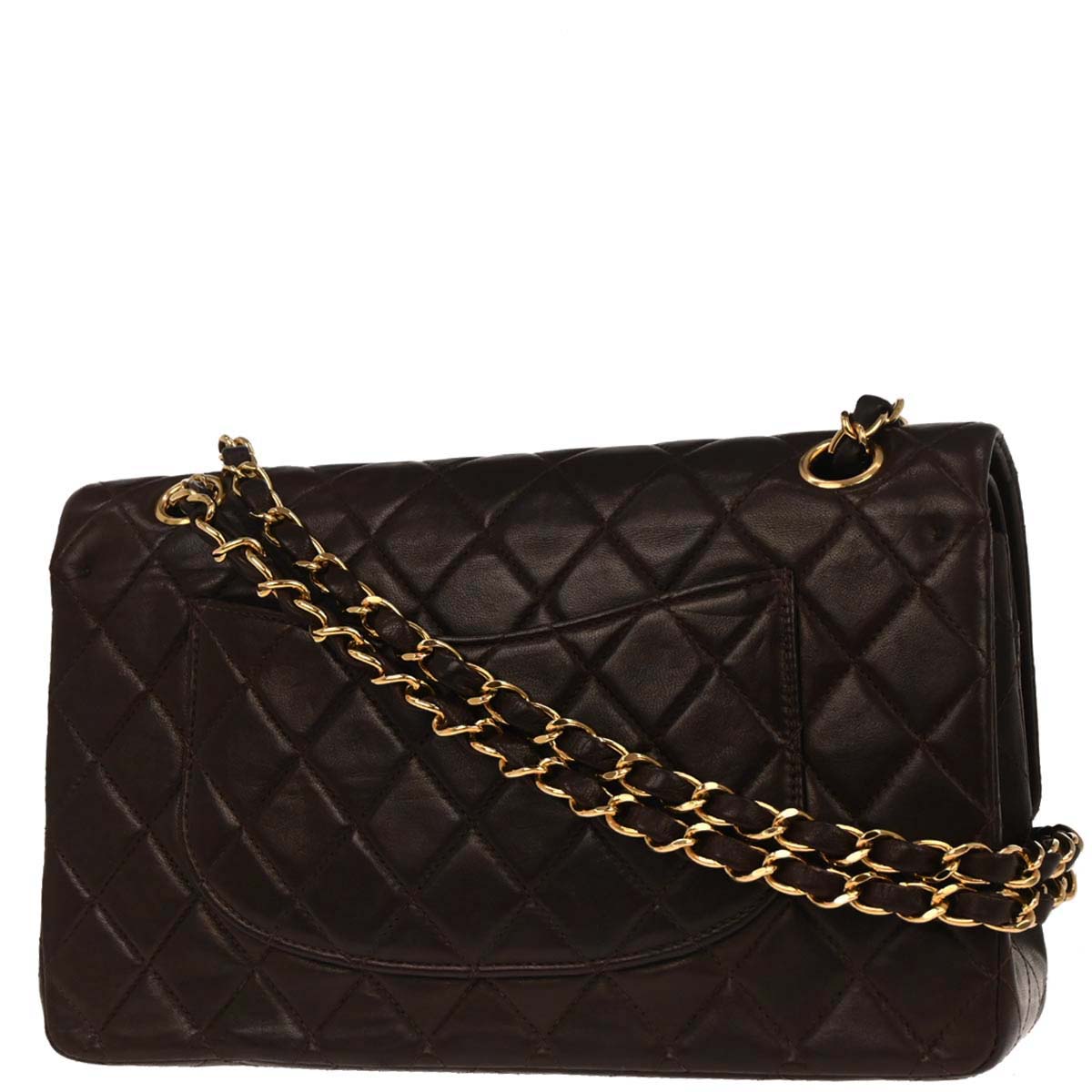 Chanel 2002-2003 Brown Lambskin Medium Classic Double Flap Shoulder Bag