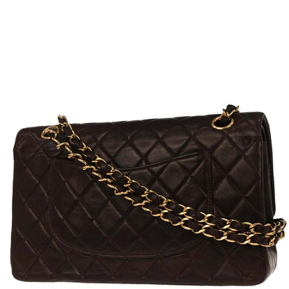 Chanel 2002-2003 Brown Lambskin Medium Classic Double Flap Shoulder Bag