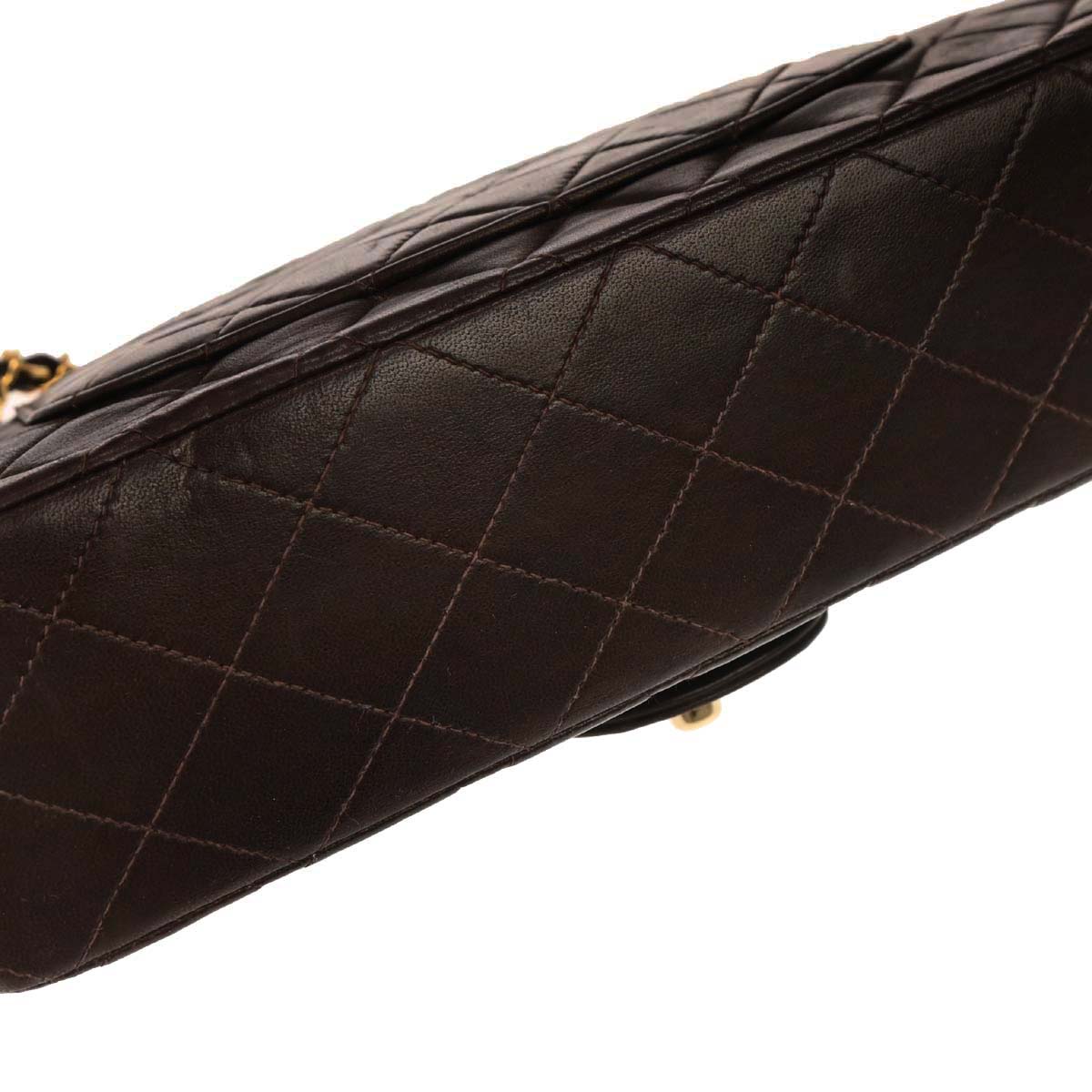 Chanel 2002-2003 Brown Lambskin Medium Classic Double Flap Shoulder Bag