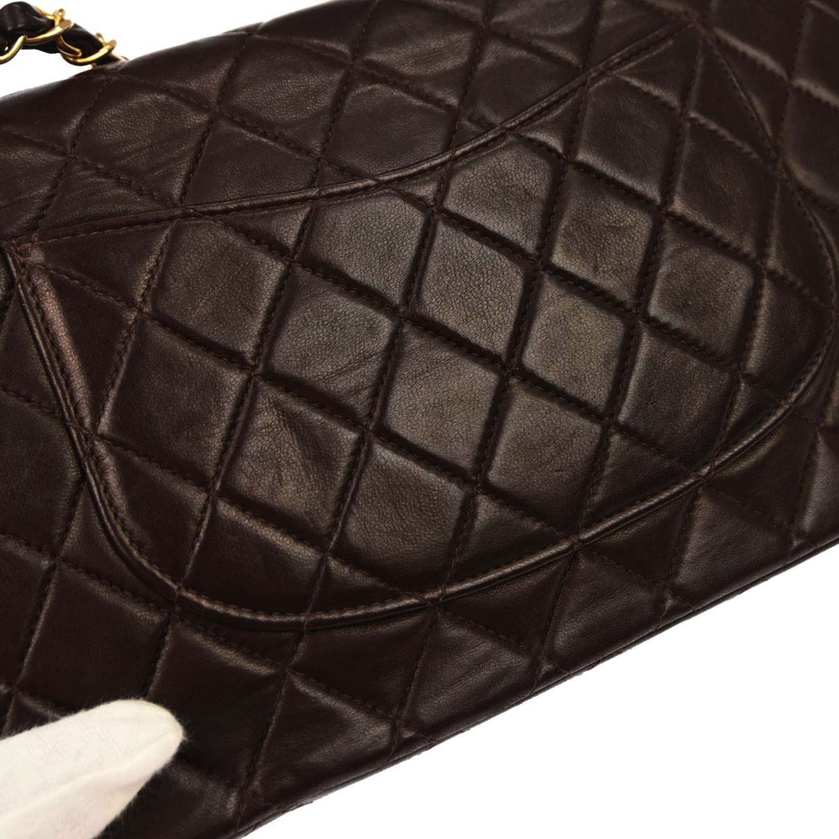 Chanel 2002-2003 Brown Lambskin Medium Classic Double Flap Shoulder Bag