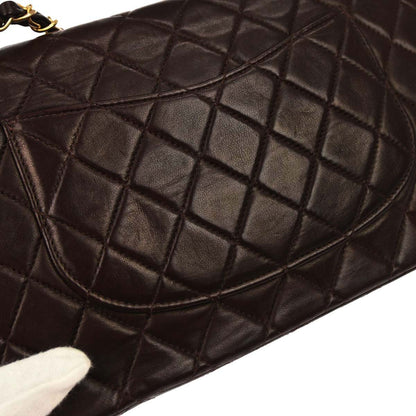 Chanel 2002-2003 Brown Lambskin Medium Classic Double Flap Shoulder Bag
