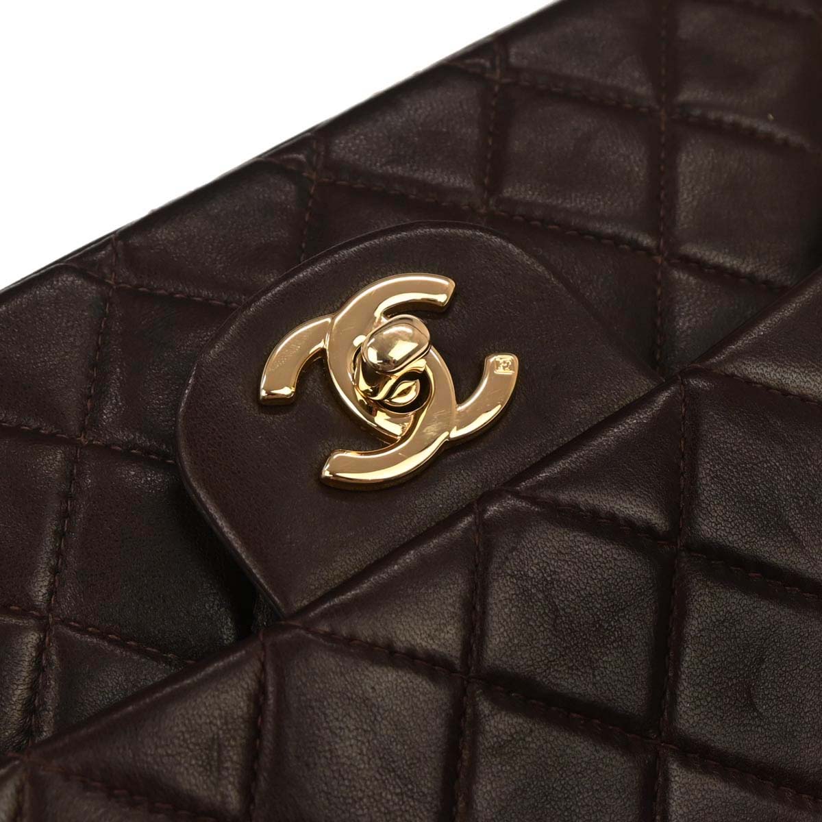 Chanel 2002-2003 Brown Lambskin Medium Classic Double Flap Shoulder Bag