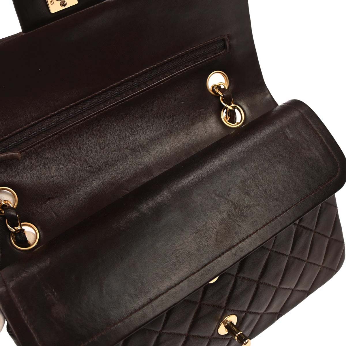 Chanel 2002-2003 Brown Lambskin Medium Classic Double Flap Shoulder Bag