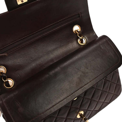 Chanel 2002-2003 Brown Lambskin Medium Classic Double Flap Shoulder Bag