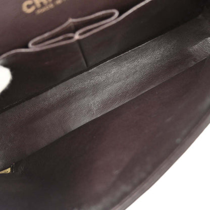 Chanel 2002-2003 Brown Lambskin Medium Classic Double Flap Shoulder Bag
