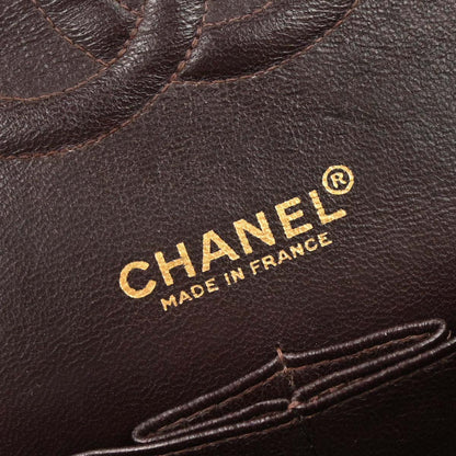 Chanel 2002-2003 Brown Lambskin Medium Classic Double Flap Shoulder Bag