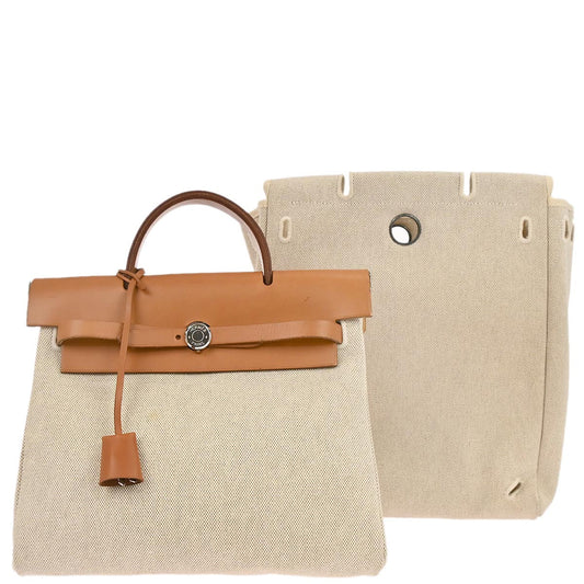 Hermes Natural Toile H Herbag a Dos 2 in 1 Backpack