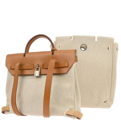 Hermes Natural Toile H Herbag a Dos 2 in 1 Backpack