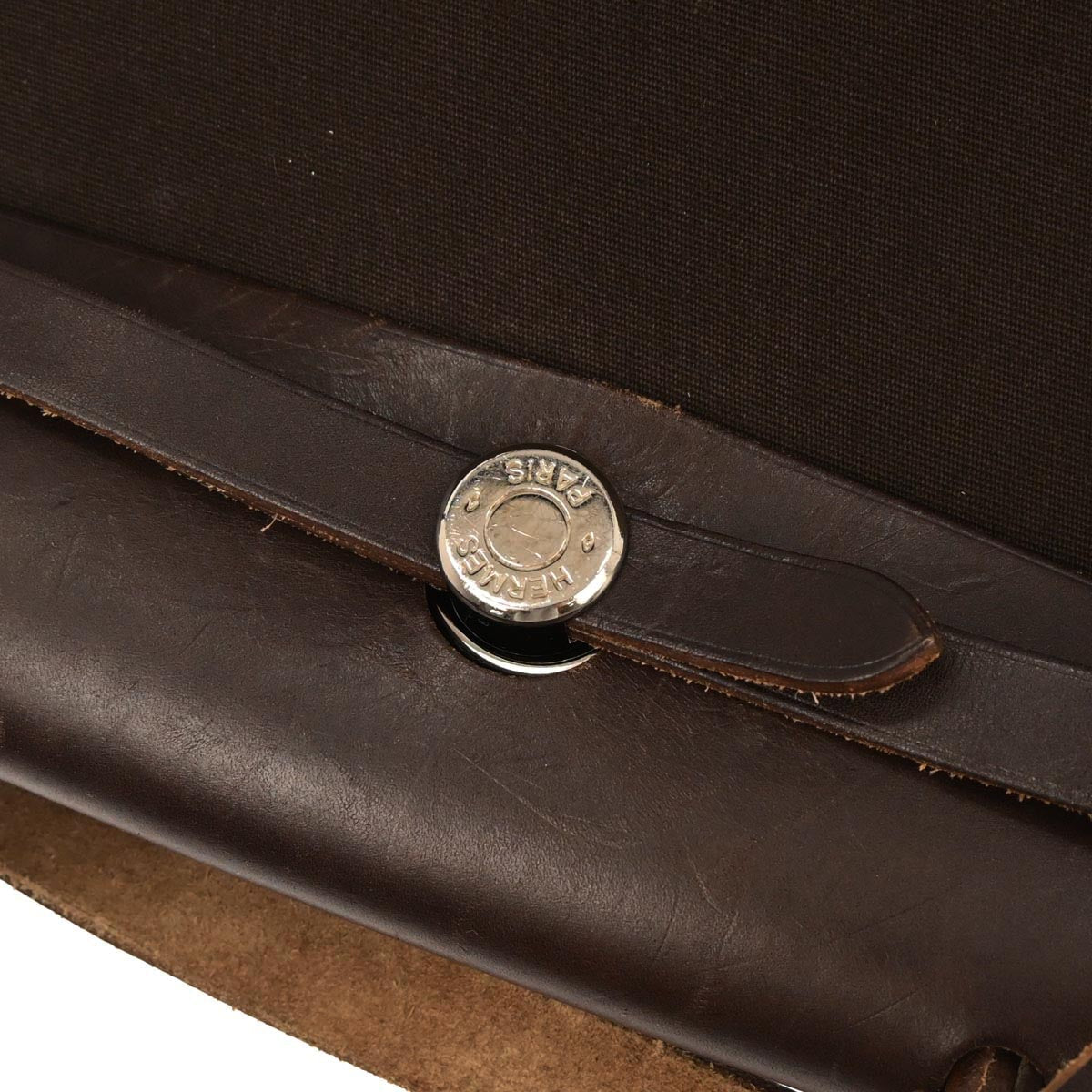 Hermes Brown Toile Officier Herbag PM 2 in 1 Shoulder Handbag