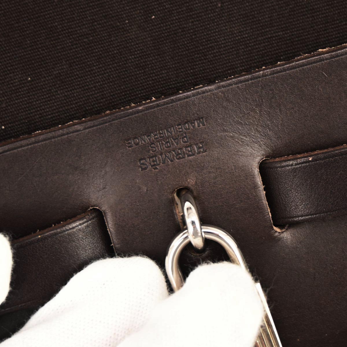 Hermes Brown Toile Officier Herbag PM 2 in 1 Shoulder Handbag