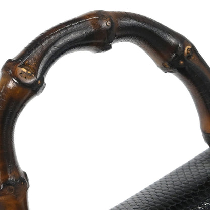 Gucci * Black Lizard Bamboo 2way Shoulder Handbag