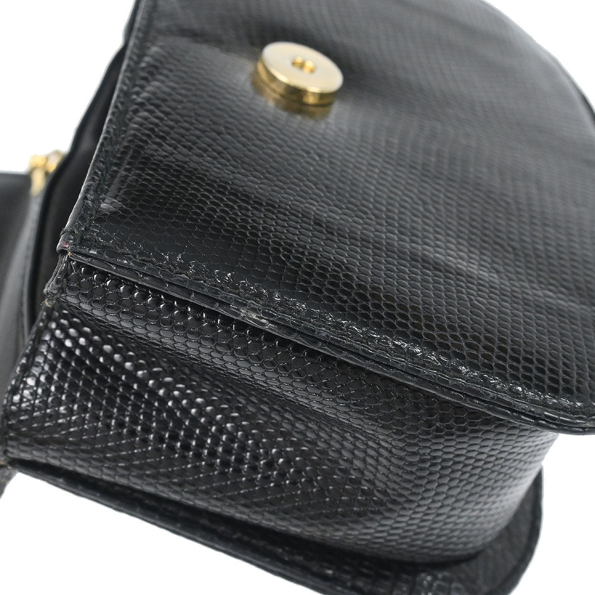 Gucci * Black Lizard Bamboo 2way Shoulder Handbag