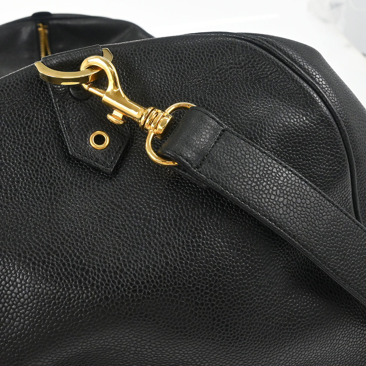 Chanel Black Caviar Skin 2way Shoulder Duffle Handbag