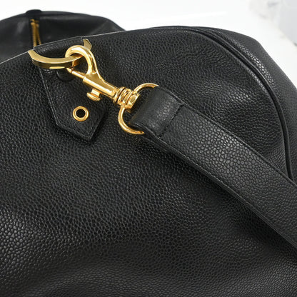 Chanel Black Caviar Skin 2way Shoulder Duffle Handbag