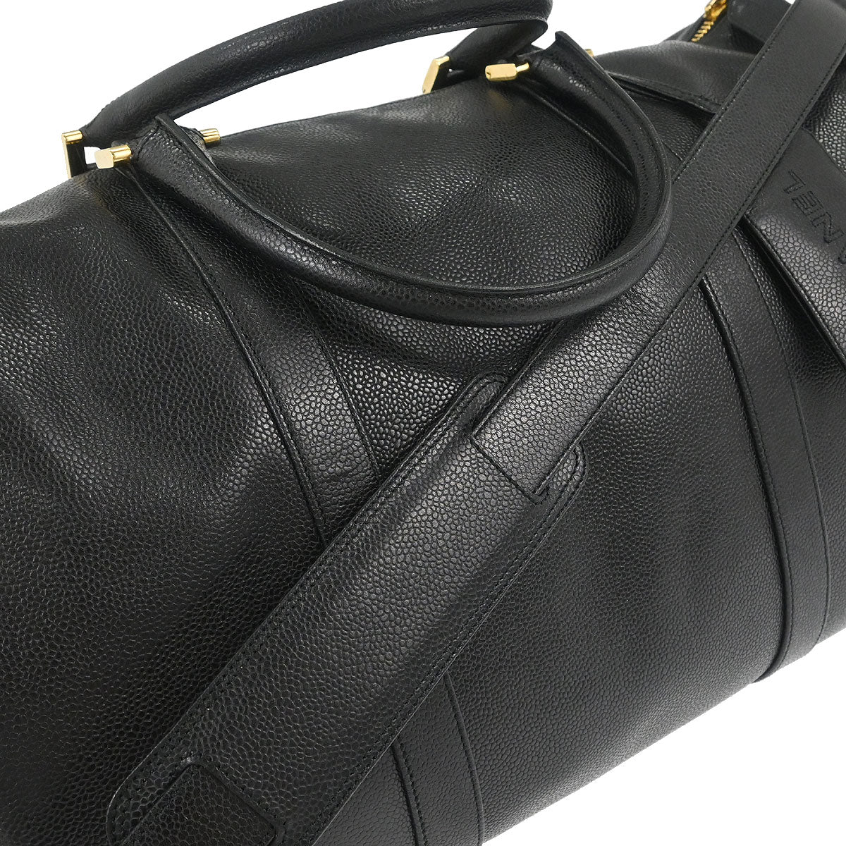 Chanel Black Caviar Skin 2way Shoulder Duffle Handbag