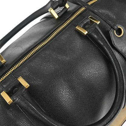 Chanel Black Caviar Skin 2way Shoulder Duffle Handbag