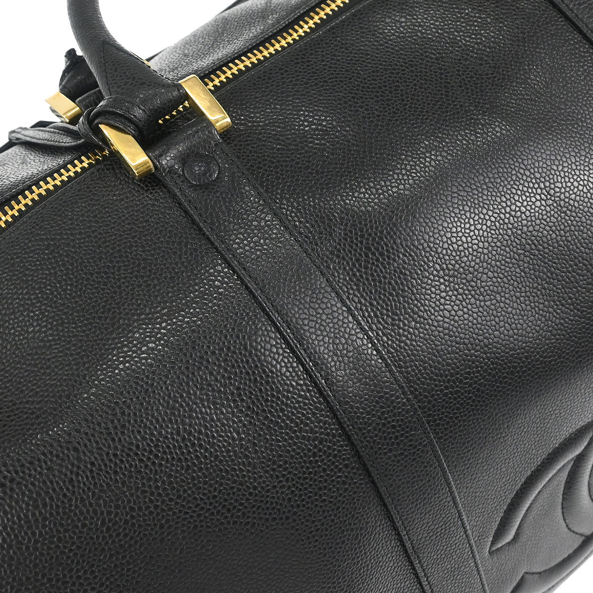 Chanel Black Caviar Skin 2way Shoulder Duffle Handbag